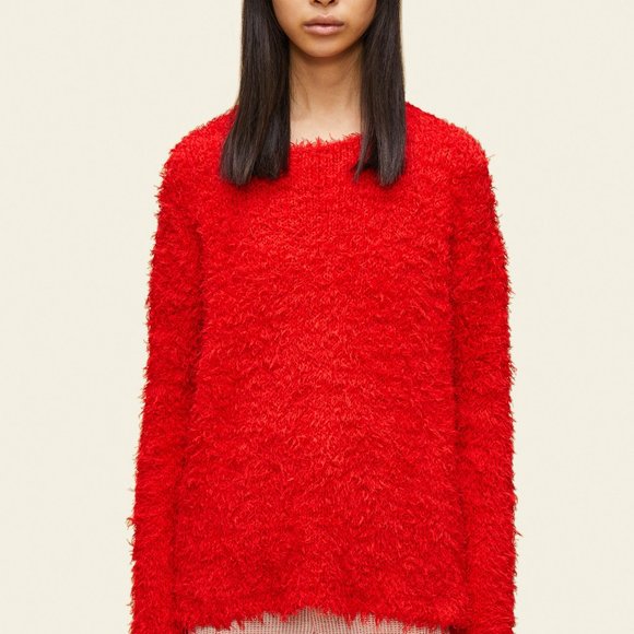 MANSUR GAVRIEL fuzzy faux-fur silk red sweater - Picture 6 of 10